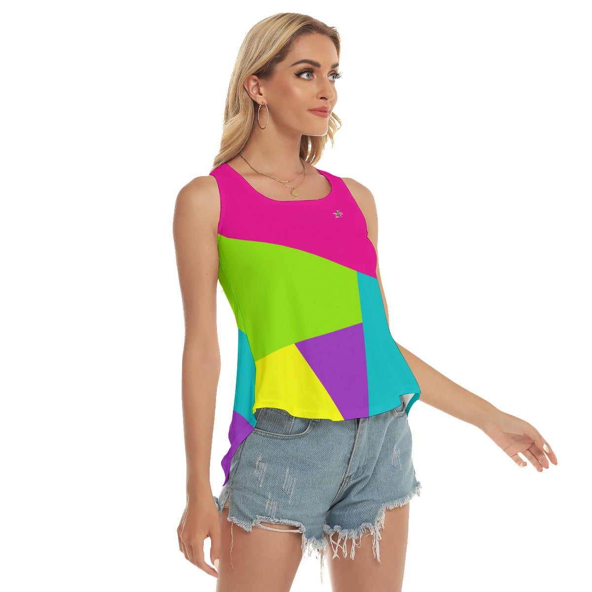 Dizzy Pickle It's Swell Blocks Women's Pickleball Color Block Open-Backed Tank Top Mulicolor