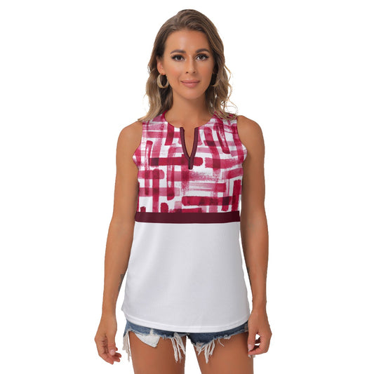 Heidi - RW - Weave/White - Women's Pickleball Sleeveless V-Neck Top by Dizzy Pickle