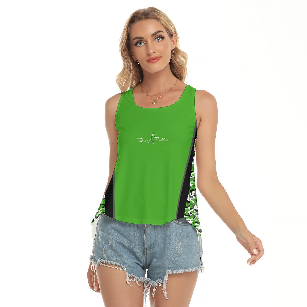 Dizzy Pickle Jan Green Women's Pickleball Open-Backed Sleeveless Tank Top