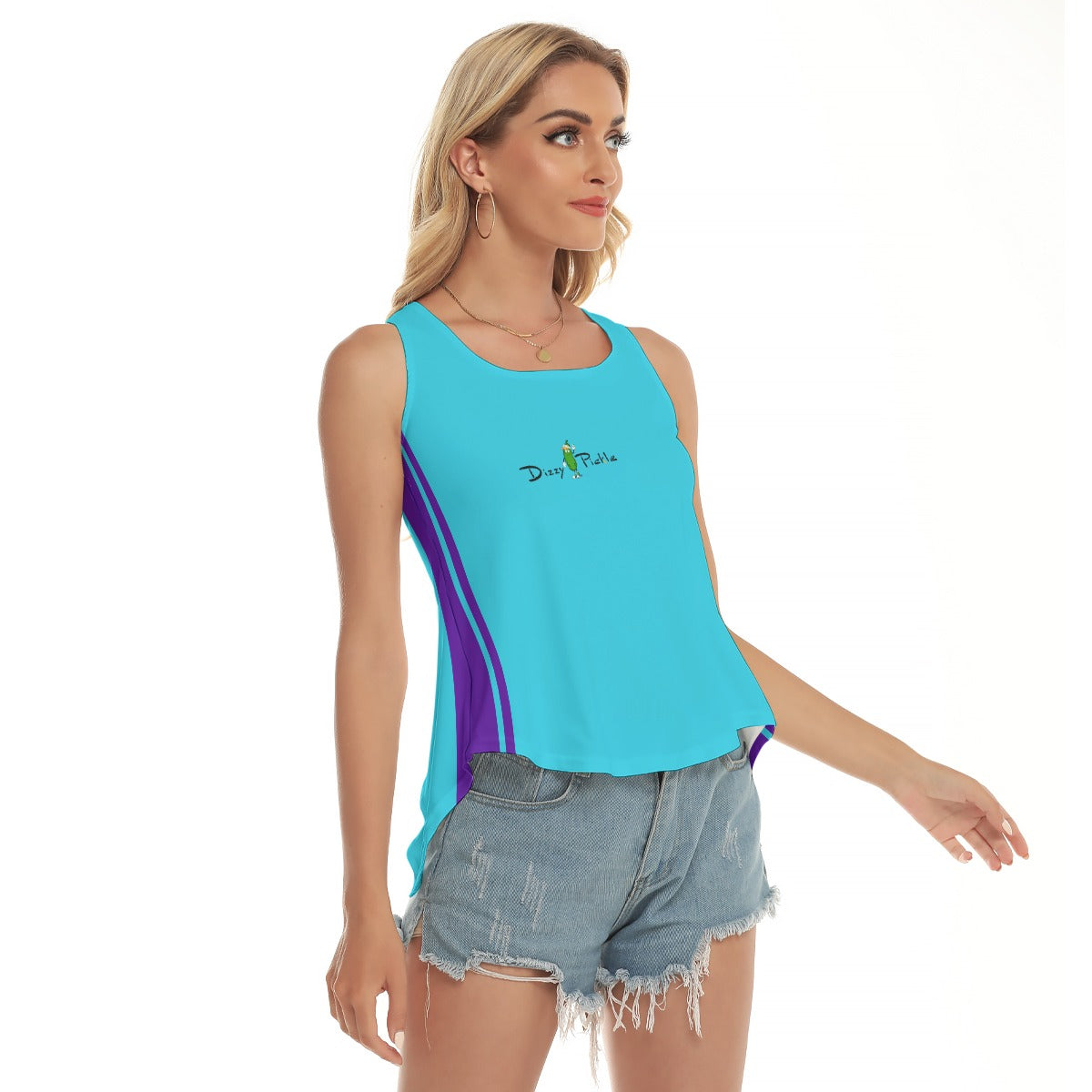 Dizzy Pickle Esther Teal Women's Pickleball Open-Backed Sleeveless Tank Top