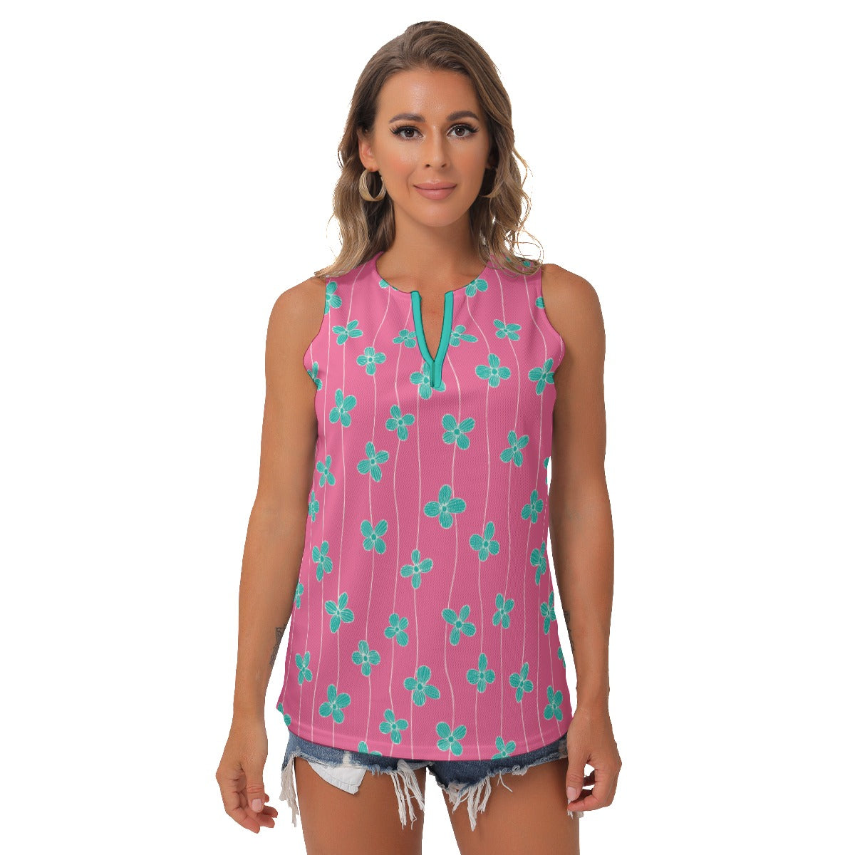 Dizzy Pickle Lesia PSC Blossom Women's Pickleball Sleeveless V-Neck Shirt