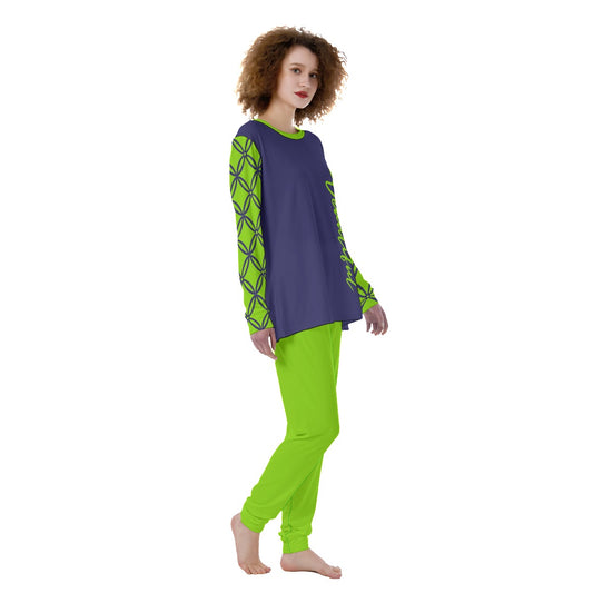 Dizzy Pickle Beautiful Women's Pickleball Long Sleeves and Long Pants Pajamas Set Eggplant Green