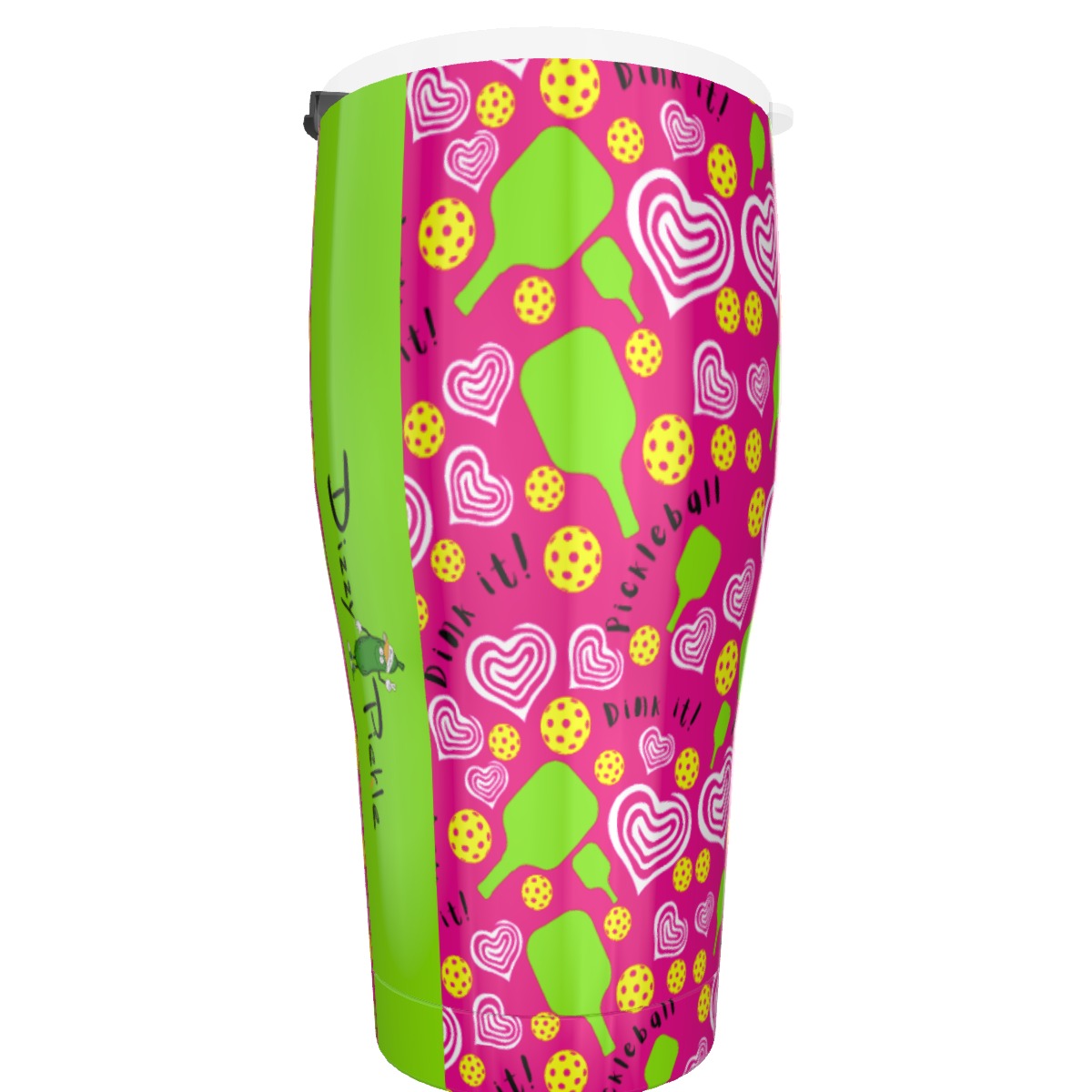 Dizzy Pickle Dinking Diva Hearts PG Cone Tumbler 30oz