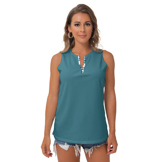 Heidi - TW - Peacock - Women's Pickleball Sleeveless V-Neck Top by Dizzy Pickle