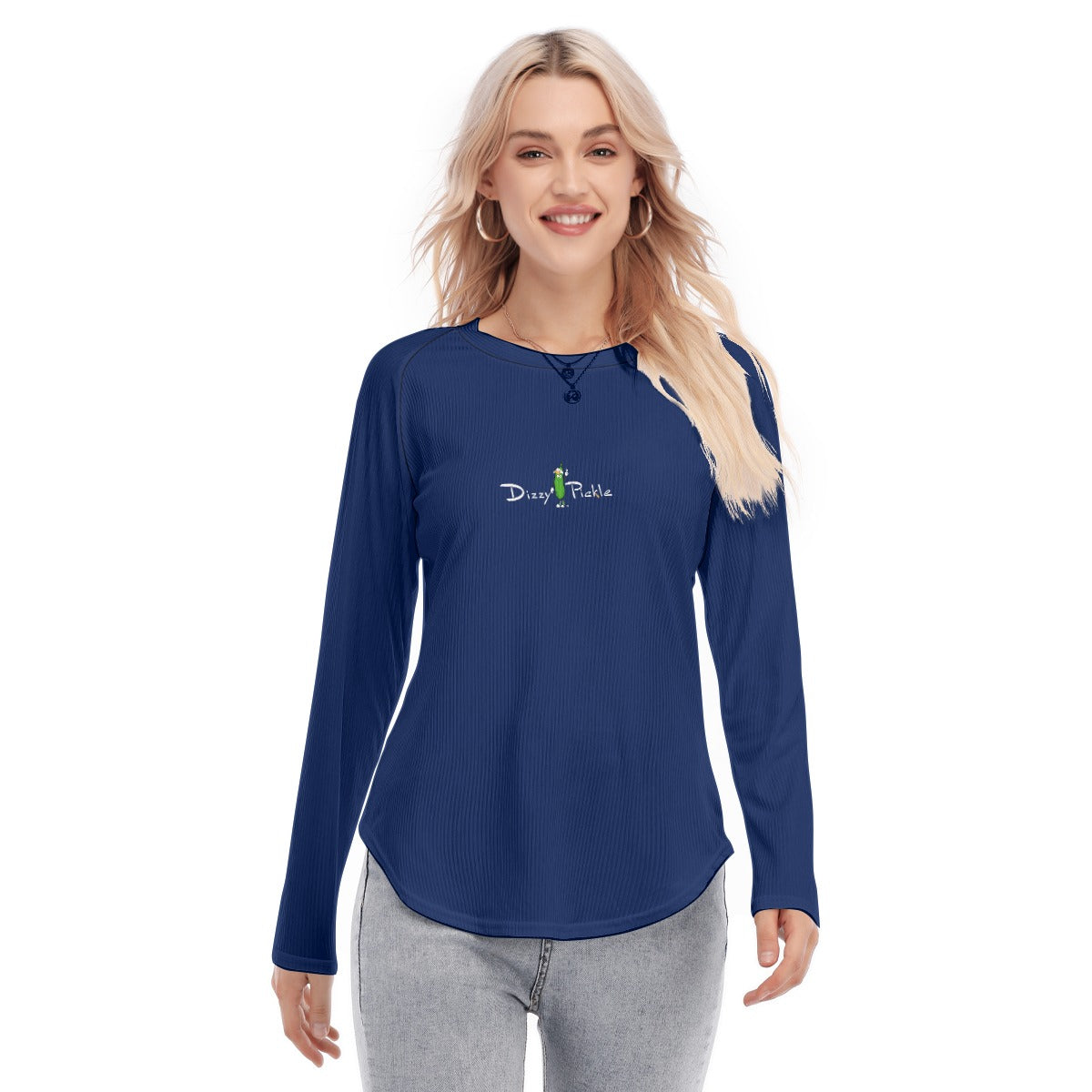 Dizzy Pickle DZY P Classic Blue Women's Long Sleeve U-Shape Hem T-Shirt