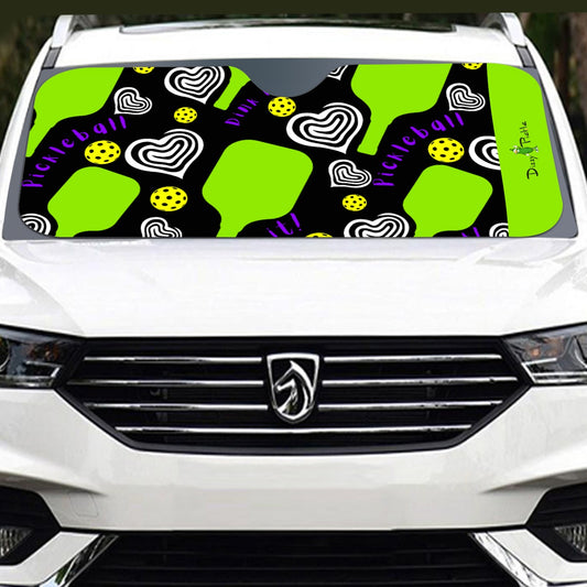 Dizzy Pickle Dinking Diva Hearts BG Pickleball Windshield Sunshade