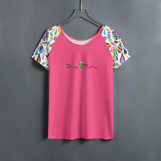 Dizzy Pickle Courtney Rose Women's Pickleball Round Neck T-Shirt Raglan Sleeves