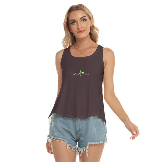 Dizzy Pickle DZY P Classic Women's Pickleball Open-Backed Sleeveless Tank Top Dark Chocolate