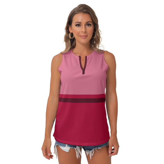 Heidi - RW - Trio - Women's Pickleball Sleeveless V-Neck Top by Dizzy Pickle