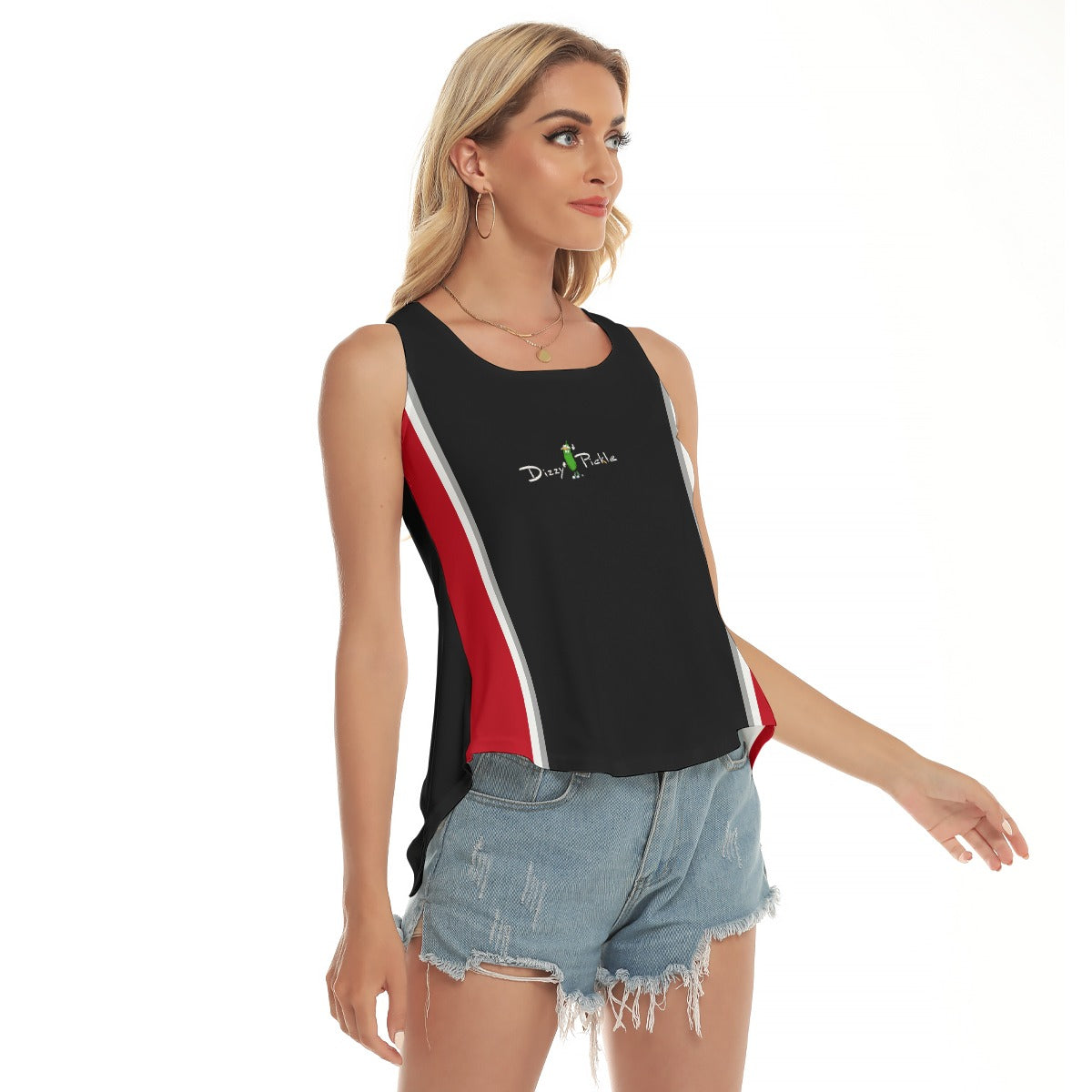 Dizzy Pickle April Red Women's Pickleball Open-Backed Sleeveless Tank Top