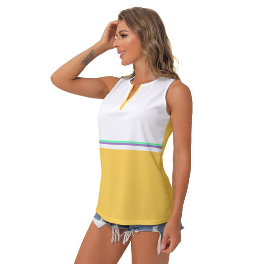 Dizzy Pickle Emily Yellow/White Women's Pickleball Sleeveless V-Neck Top