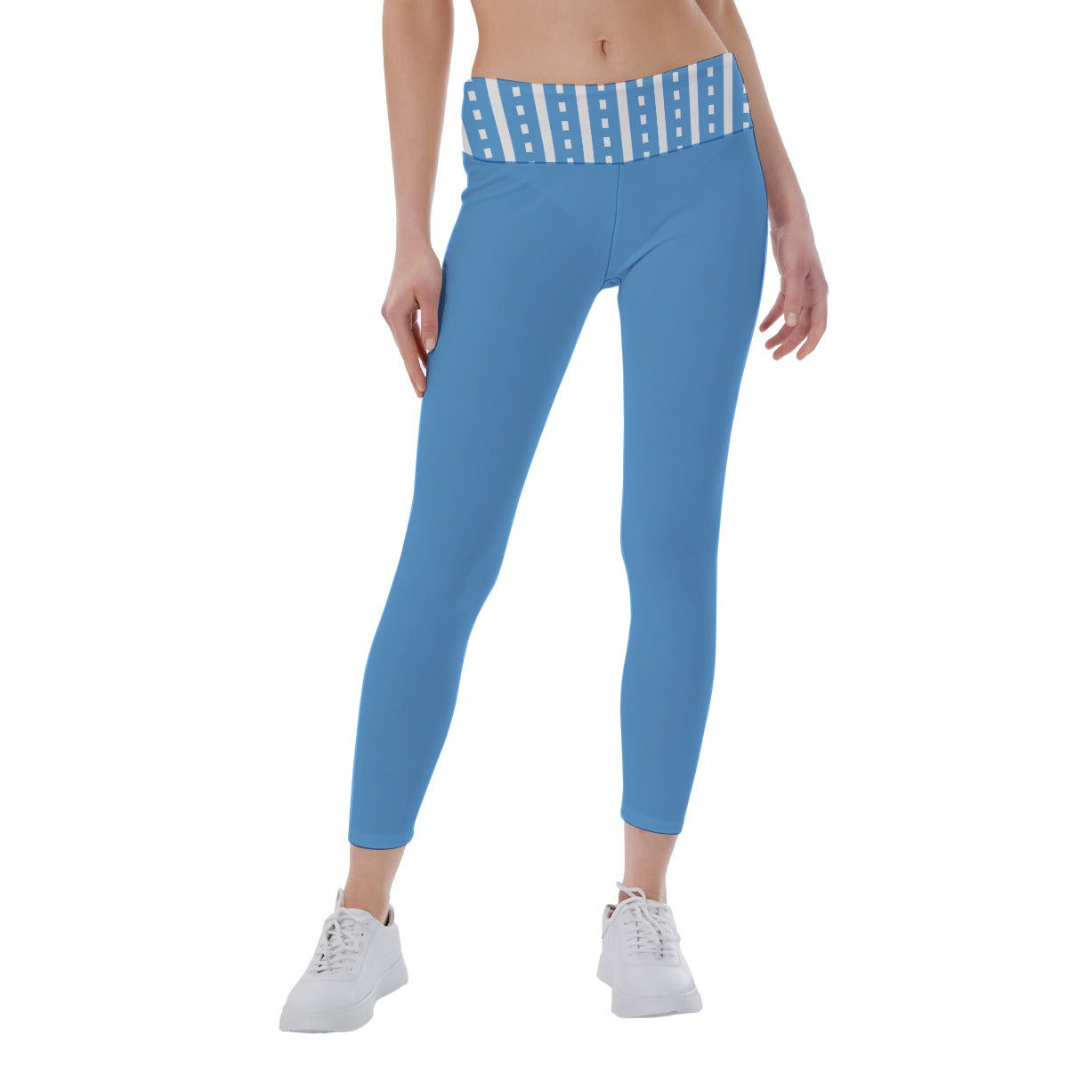 Julie - Blue Stripes - Women's Pickleball Leggings - Mid-Fit - by Dizzy Pickle