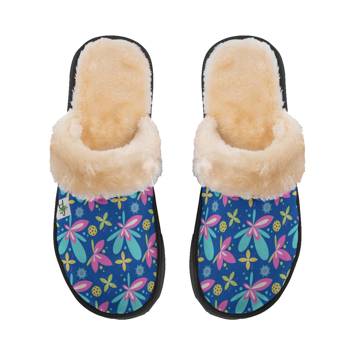 Donna - Blue - Women's Pickleball Plush Slippers by Dizzy Pickle