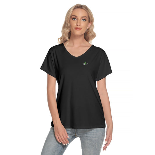 Kati - Women's Deep V-neck Short Sleeve T-shirt by Dizzy Pickle