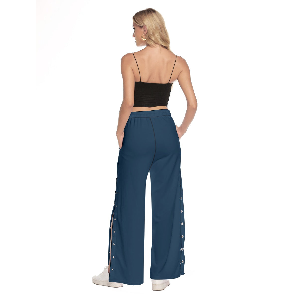 Van - Navy Blue - Race Stripes - Women's Side-Slit Pants by Dizzy Pickle