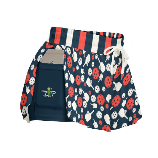 Van - Paddles & Balls - Pickleball Women's Sport Culottes with Pockets by Dizzy Pickle