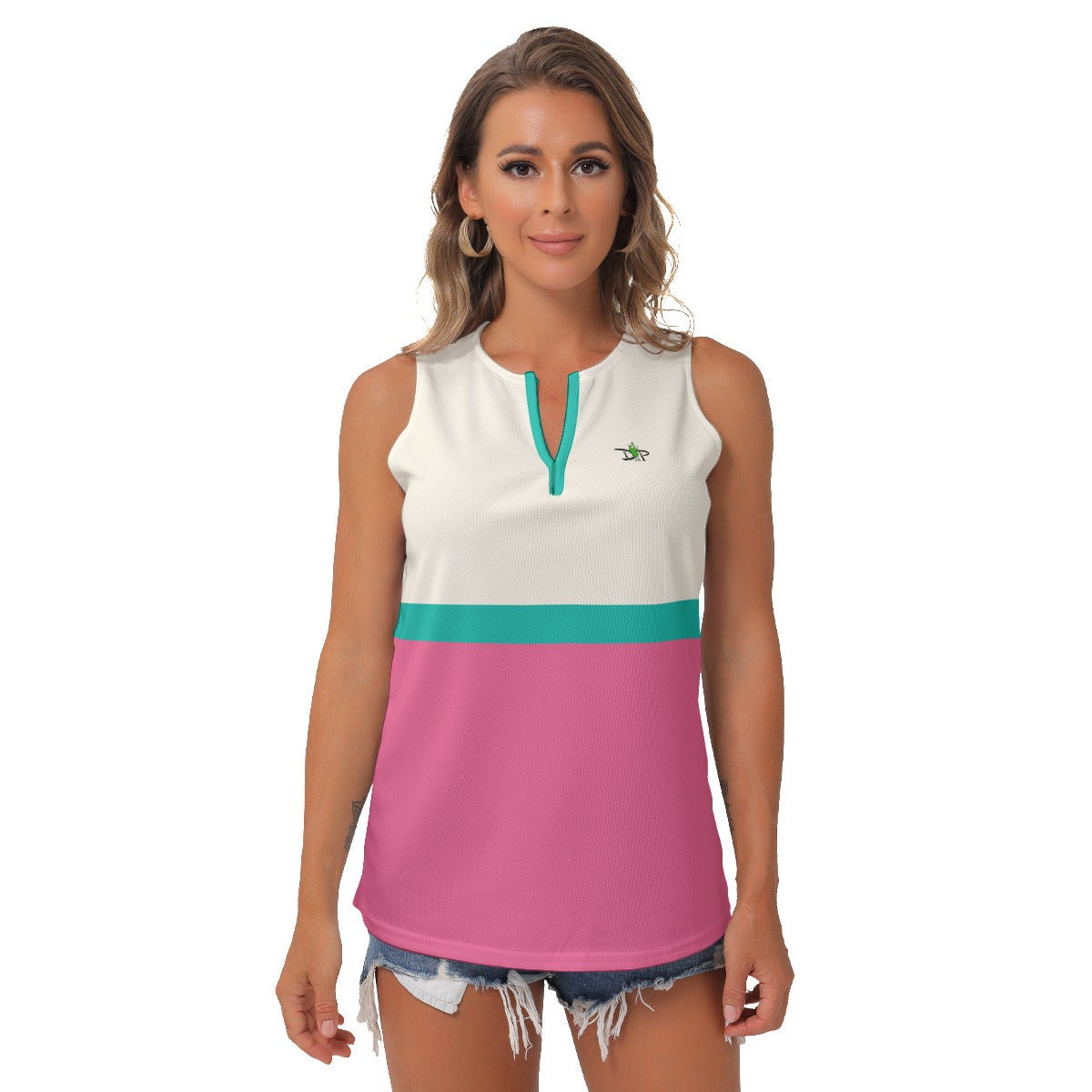 Dizzy Pickle Lesia Striped PSC Women's Pickleball Sleeveless V-Neck Shirt