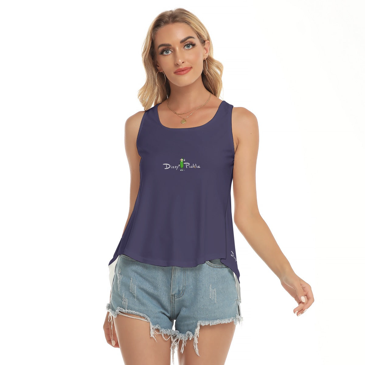 Dizzy Pickle Coming Up Daisies PP Solid P Women's Pickleball Open-Backed Sleeveless Tank Top