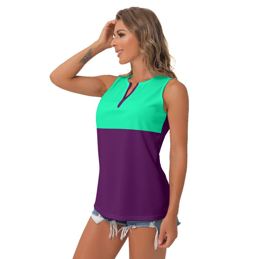 Dizzy Pickle Charlotte Plum/Aqua Women's Pickleball Sleeveless V-Neck Top