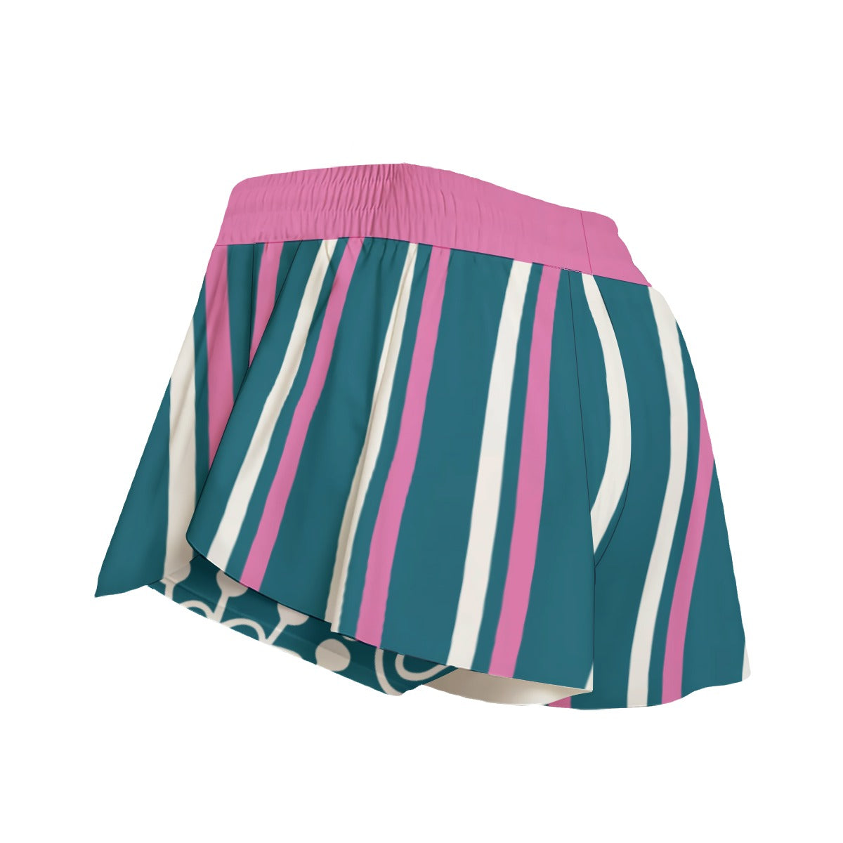 Dizzy Pickle Coming Up Daisies TP Stripes Pickleball Women's Sport Culottes Skorts with Inner Shorts and Pockets Peacock Pink