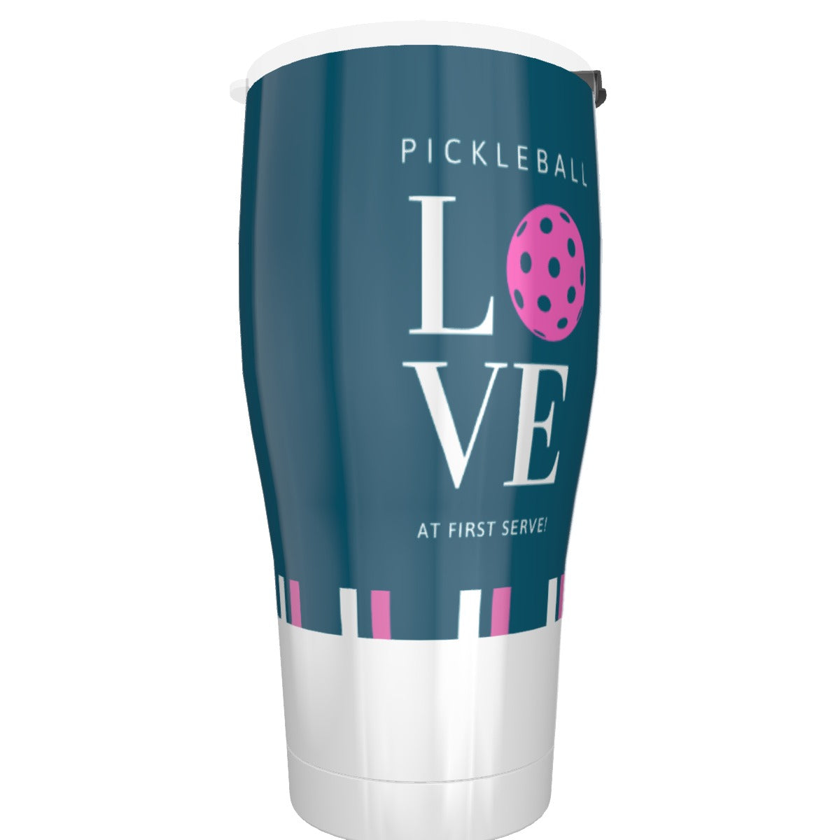 Dizzy Pickle Love at First Serve Teal Pink Cone Tumbler 30oz