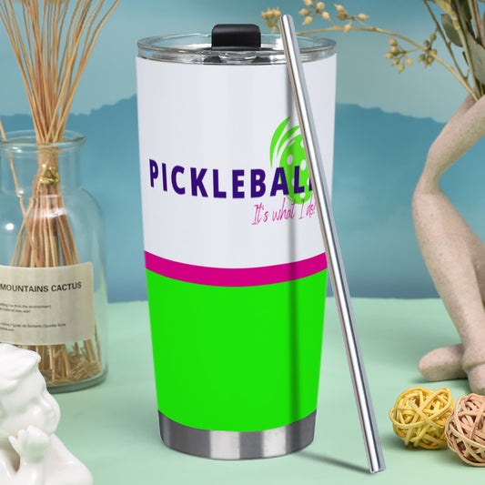 Dizzy Pickle Pickleball It's What I Do Green/Pink Tumbler 20oz with Straw