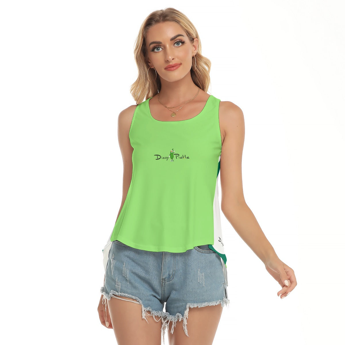 Dizzy Pickle Penny PG Lime Green Swirls Women's Pickleball Open-Backed Sleeveless Tank Top