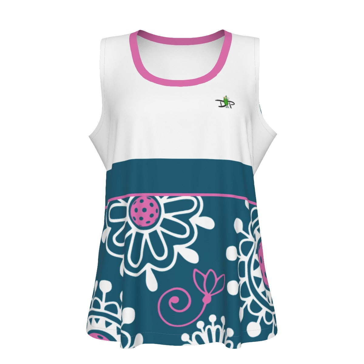 Dizzy Pickle Coming Up Daisies TPW Main Women's Pickleball Sleeveless Sports Tank Top Peacock Pink