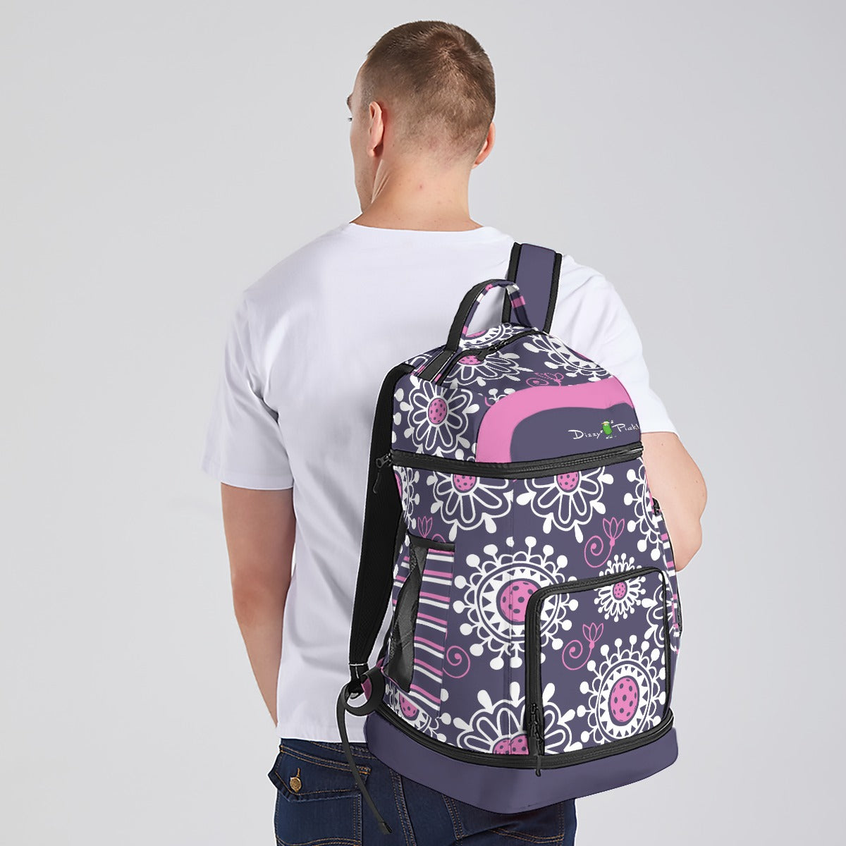 Dizzy Pickle Coming Up Daisies PP Large Courtside Pickleball Multi-Compartment Backpack with Adjustable Straps