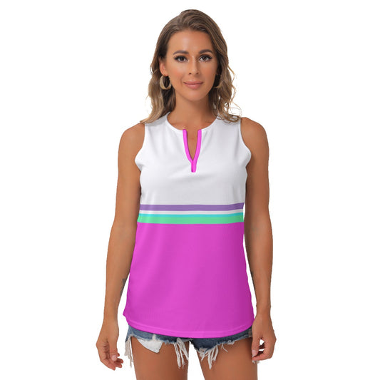 Dizzy Pickle Emily Pink/White Women's Pickleball Sleeveless V-Neck Top