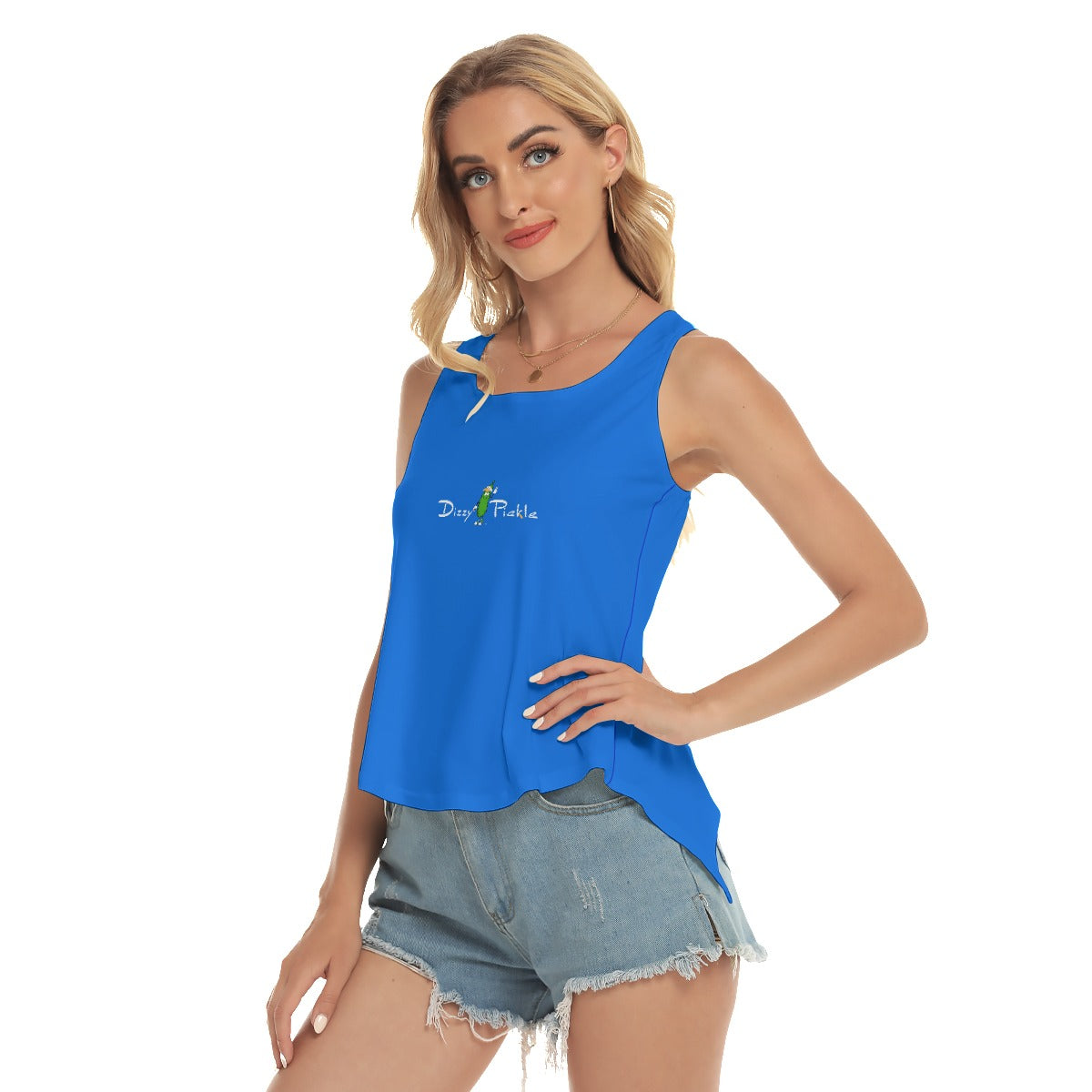 Dizzy Pickle DZY P Classic Women's Pickleball Open-Backed Sleeveless Tank Top Bluebell