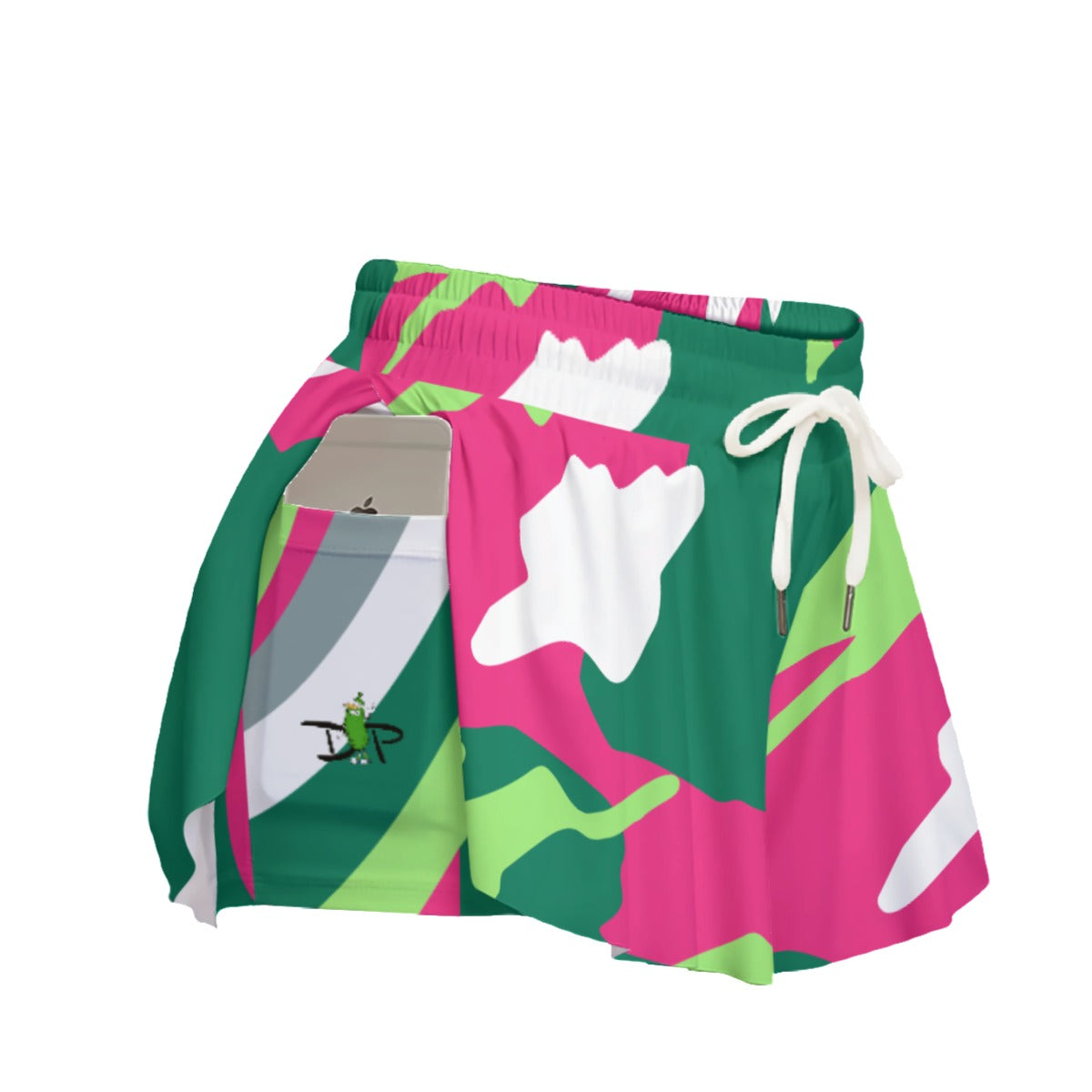 Penny - Pink/Green - Camo - Pickleball Women's Sport Culottes with Pockets by Dizzy Pickle