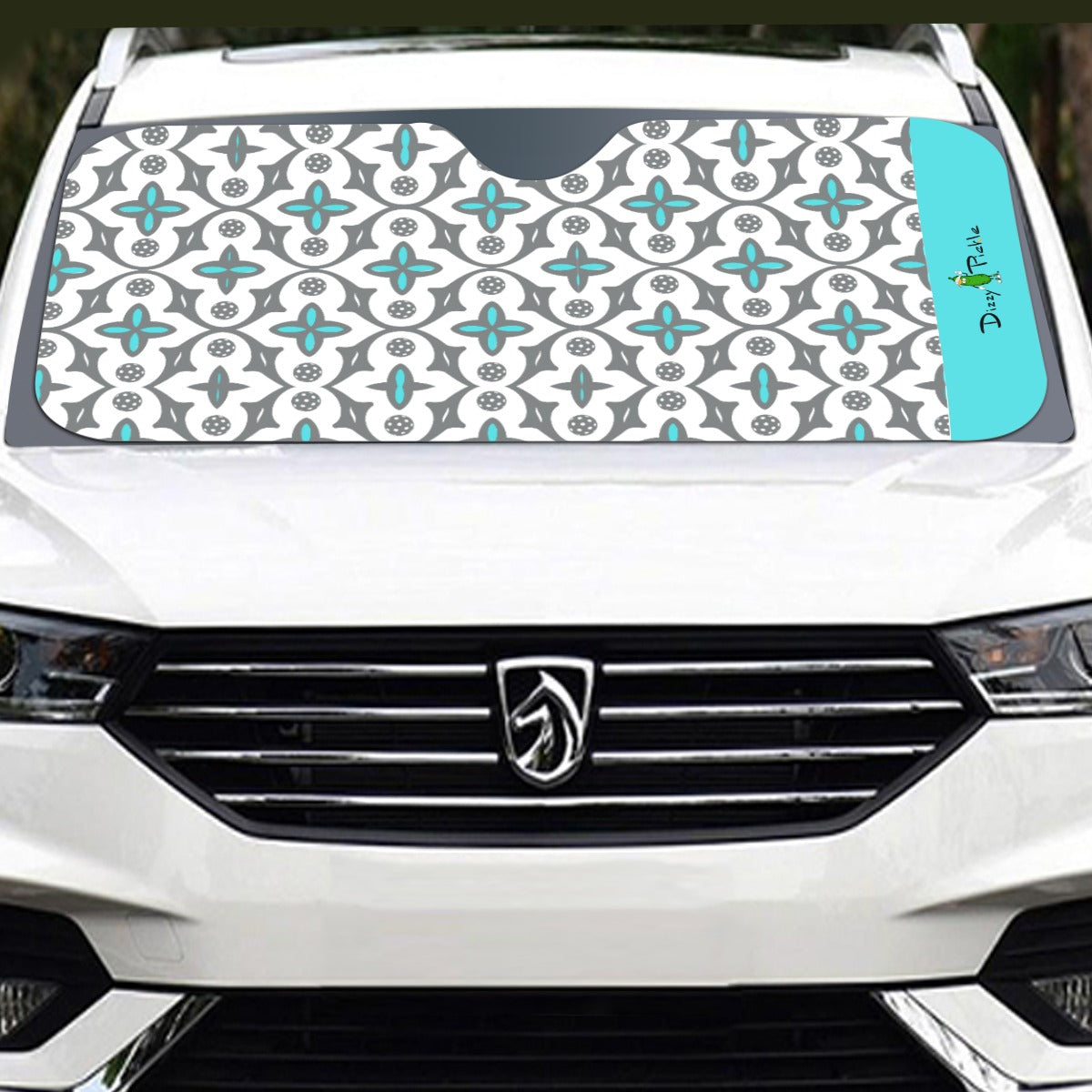 Shelby - White - Pickleball Windshield Sunshade by Dizzy Pickle