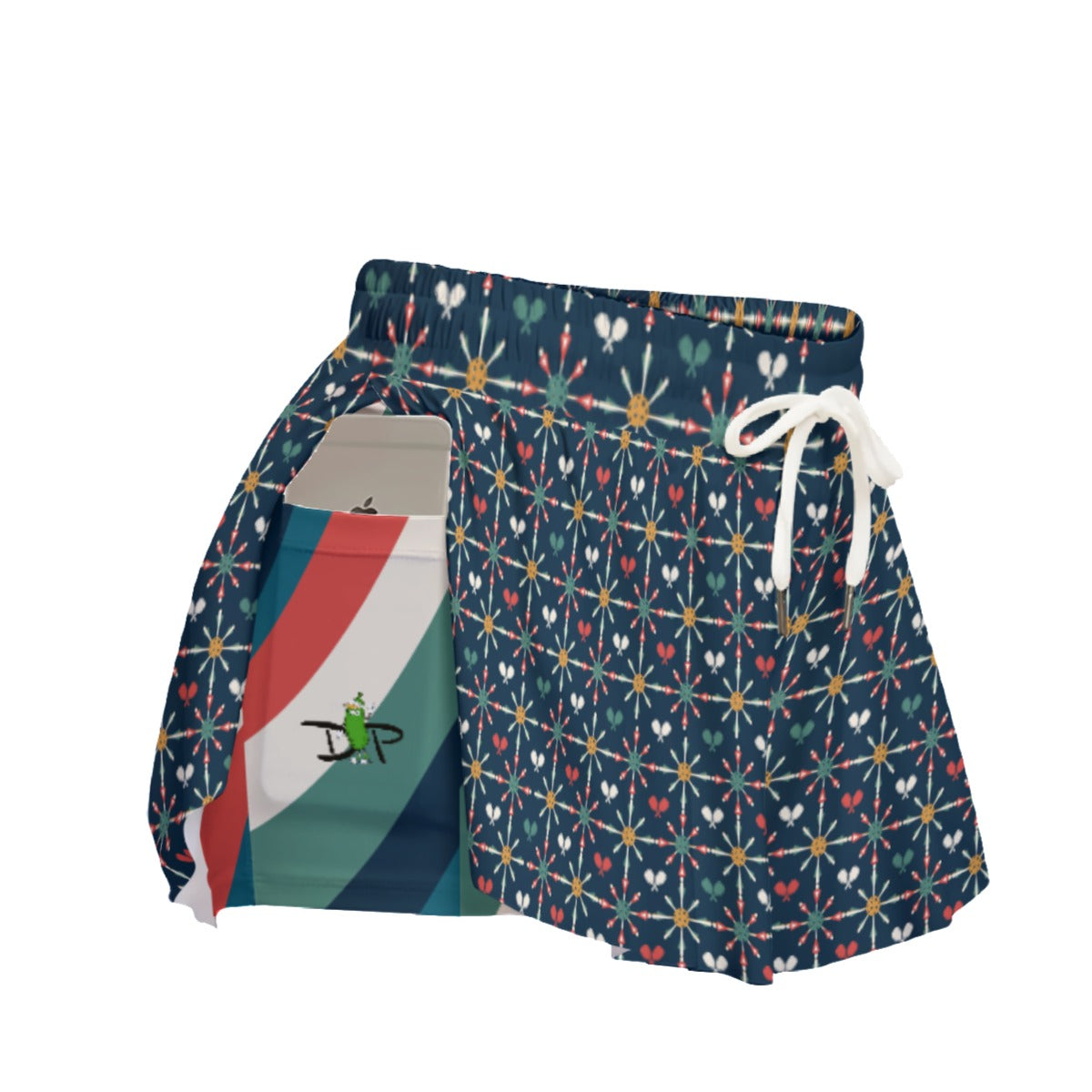 Penny Blue - Mini Paddles/Balls - Pickleball Women's Sport Culottes with Pockets by Dizzy Pickle