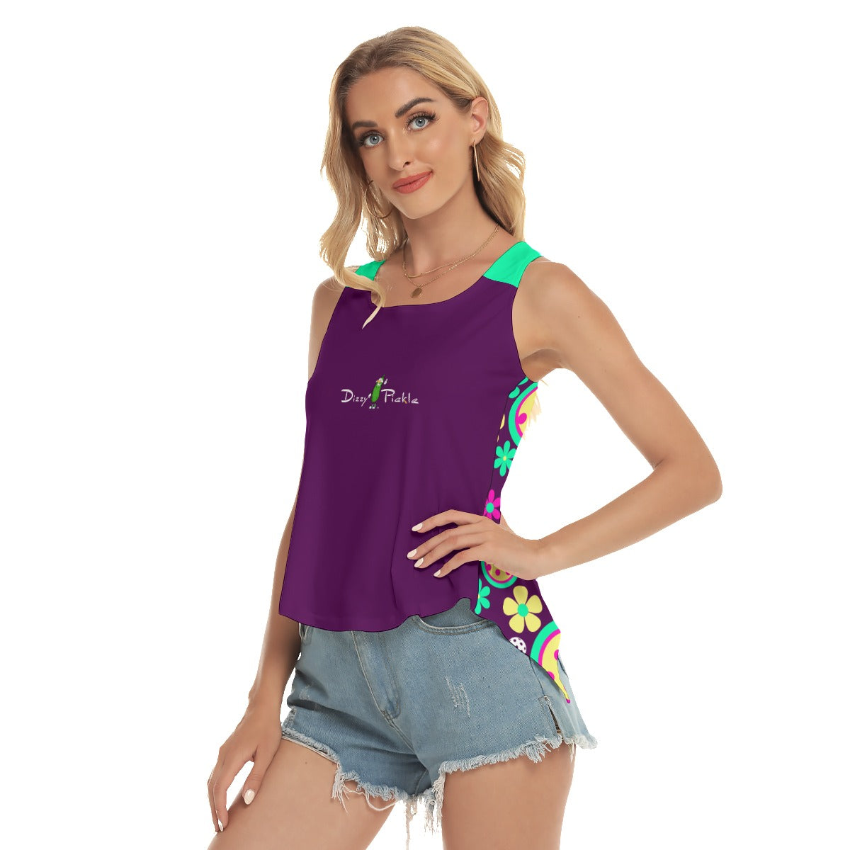 Dizzy Pickle Charlotte Solid Plum_Main Women's Pickleball Open-Backed Sleeveless Tank Top