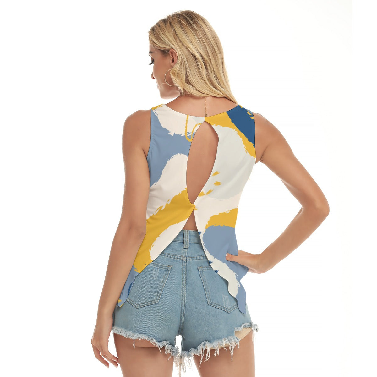 Dizzy Pickle DZY W5XEJY Yellow Blue Women's Pickleball Open-Backed Sleeveless Tank Top