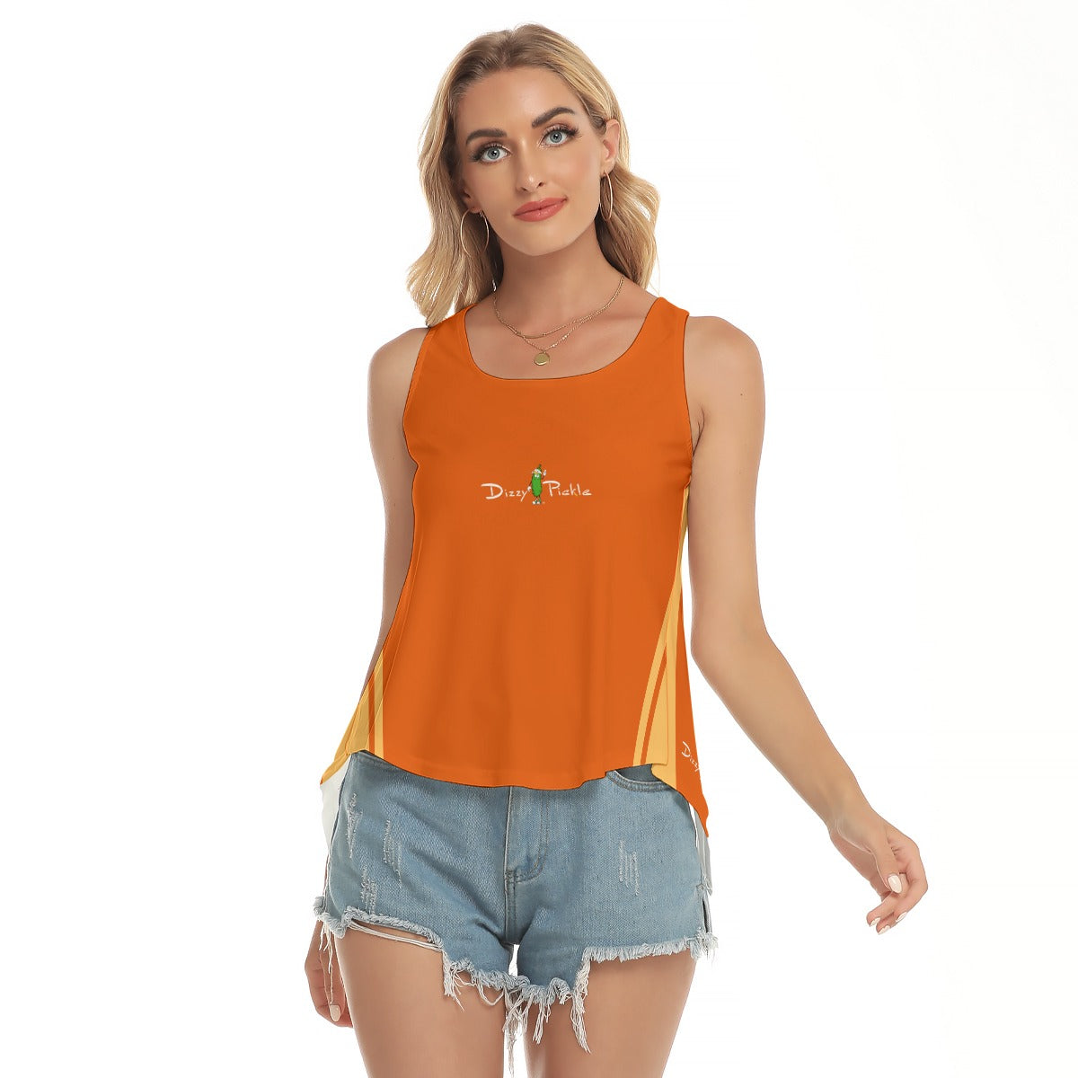 Dizzy Pickle Esther Orange Women's Pickleball Open-Backed Sleeveless Tank Top