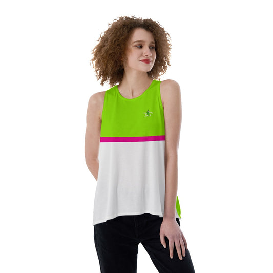 Dizzy Pickle It's Swell - Women's Pickleball Back Split Tank Top (Lime Green/Hot Pink)