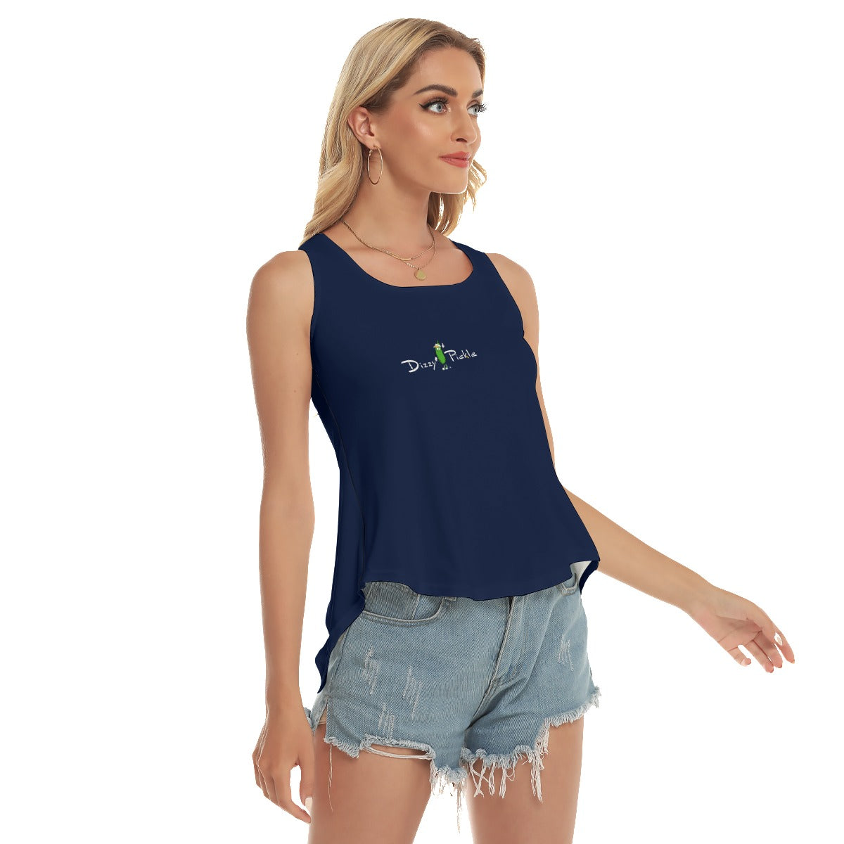 DZY P Classic - Navy Blue - Pickleball Open-Backed Tank Top by Dizzy Pickle