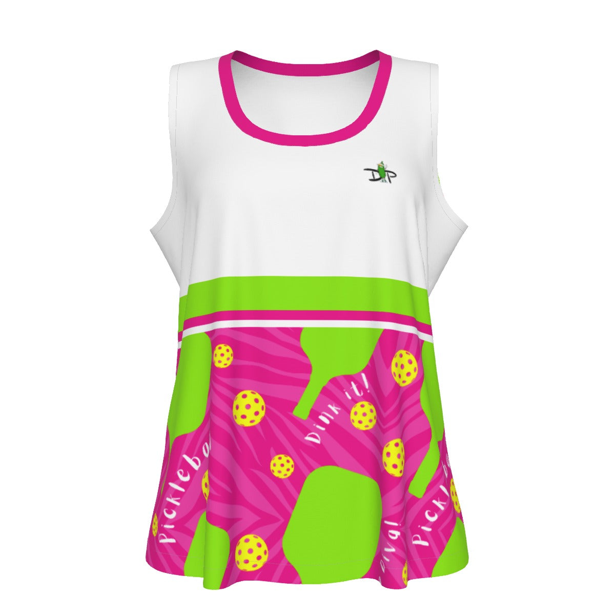 Dizzy Pickle Dinking Diva PG White Main Women's Pickleball Sleeveless Sports Tank Top