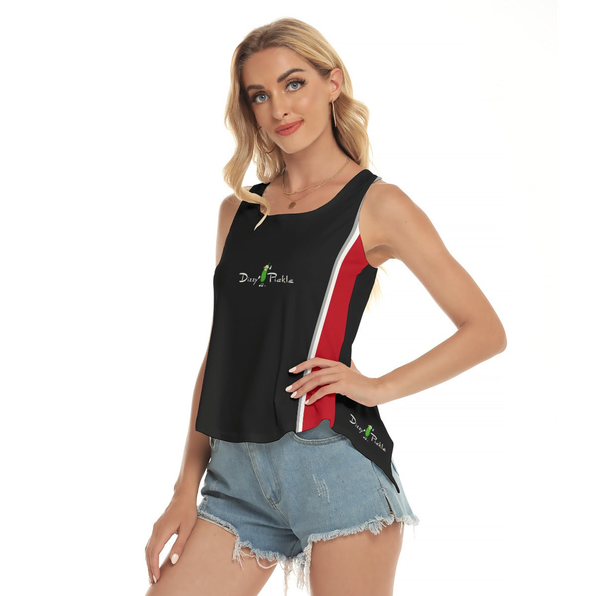 Dizzy Pickle April Red Women's Pickleball Open-Backed Sleeveless Tank Top