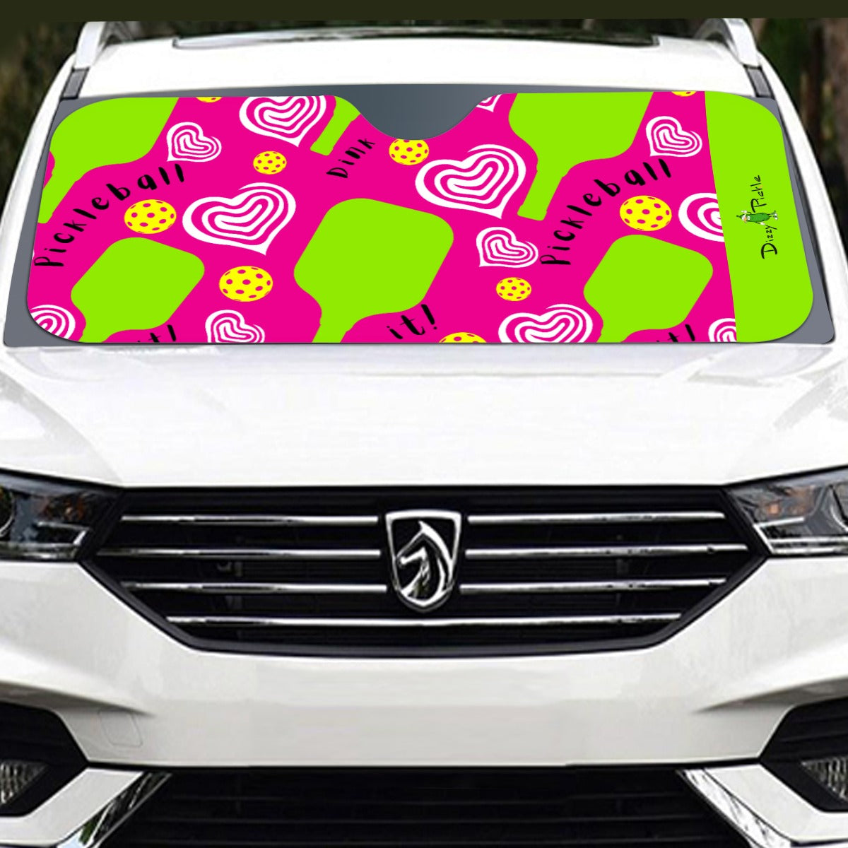 Dizzy Pickle Dinking Diva Hearts PG Pickleball Windshield Sunshade