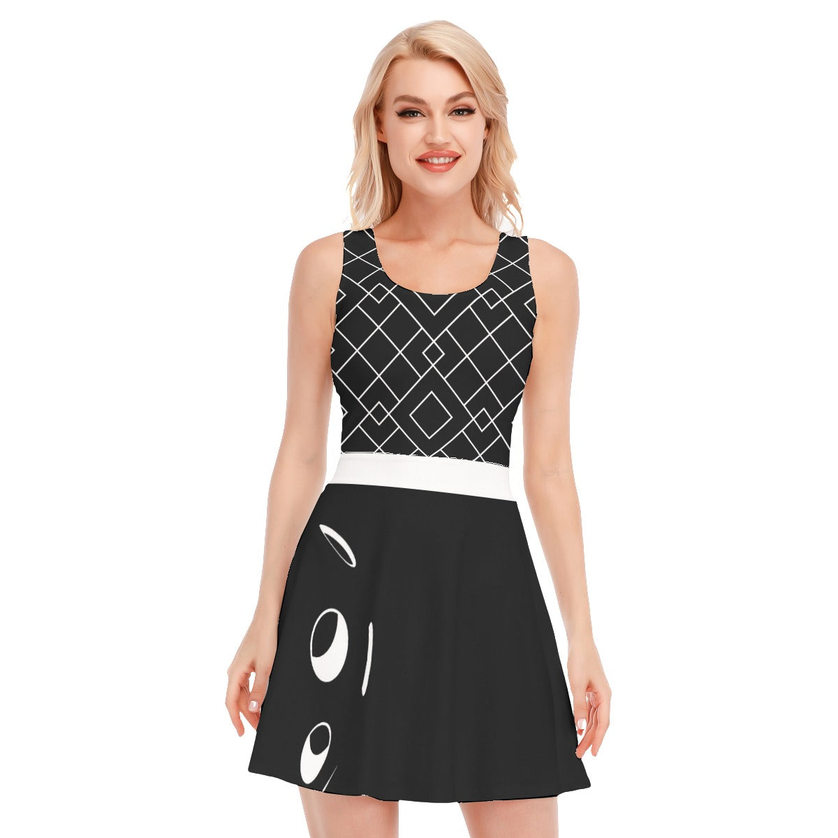 Dizzy Pickle Lisa BW Ball Women's Pickleball Open-Back Crisscross Athletic Tank Dress