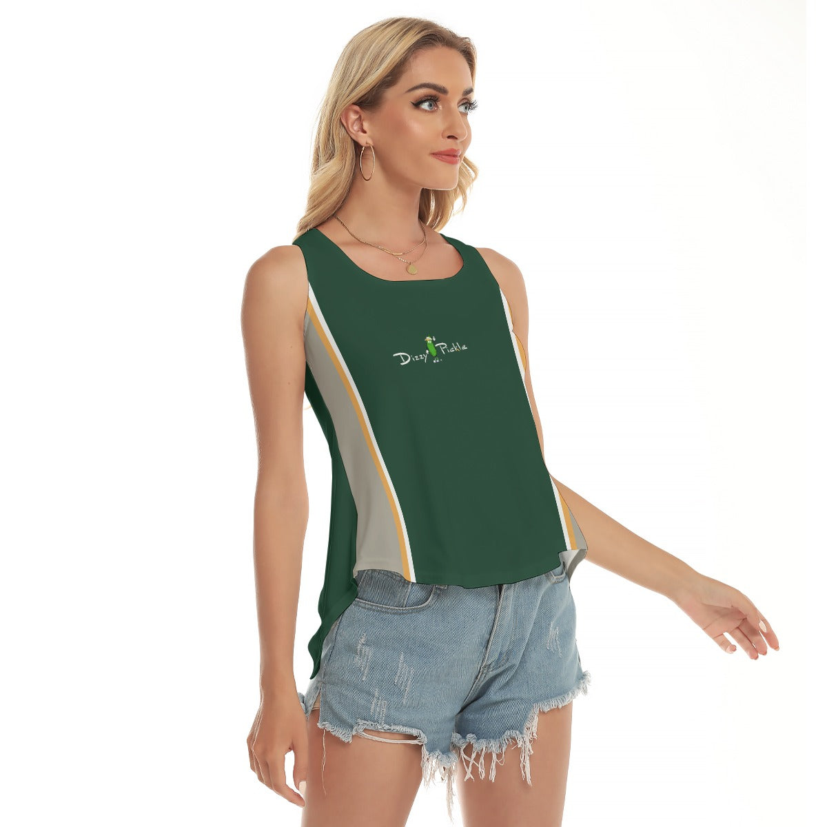 Dizzy Pickle April Emerald Green Women's Pickleball Open-Backed Sleeveless Tank Top