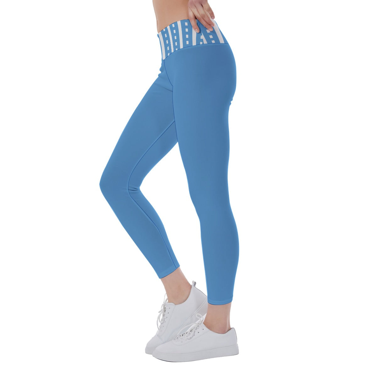 Julie - Blue Stripes - Women's Pickleball Leggings - Mid-Fit - by Dizzy Pickle