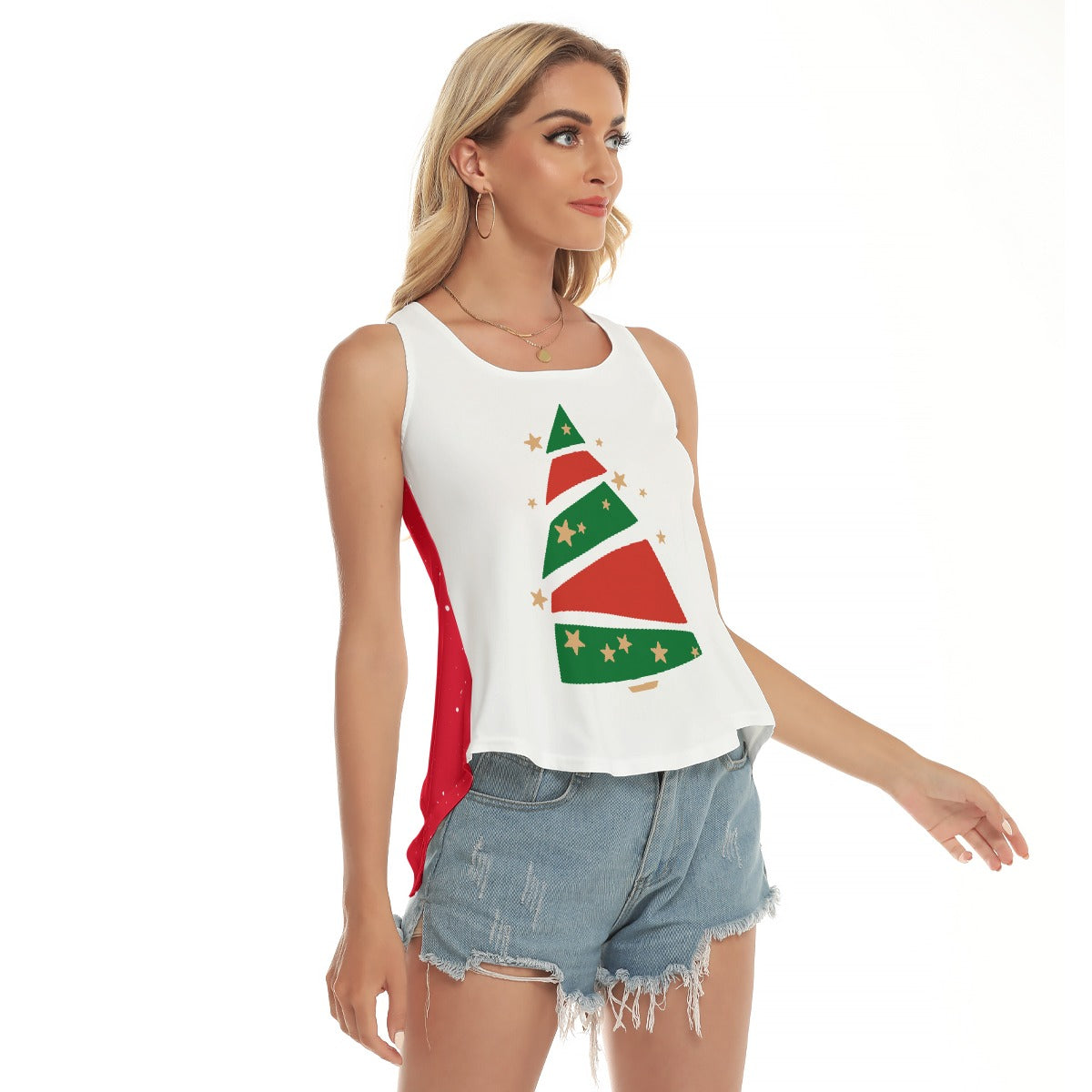 Dizzy Pickle Christmas Tree Abstract Women's Pickleball Open-Backed Sleeveless Tank Top