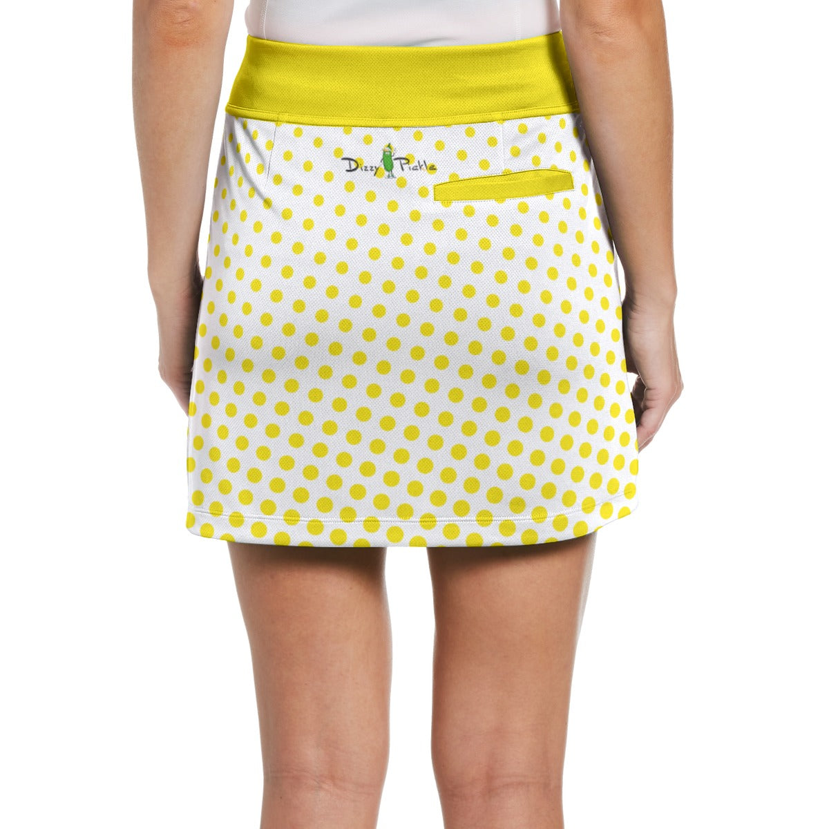 Dizzy Pickle Kim - Yellow - Polka Dots - 17" Performance Skort with Inner Shorts