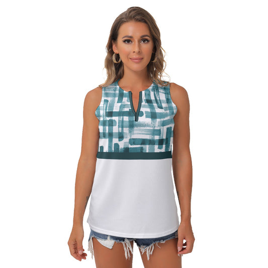 Heidi - TW - Weave/White - Women's Pickleball Sleeveless V-Neck Top by Dizzy Pickle