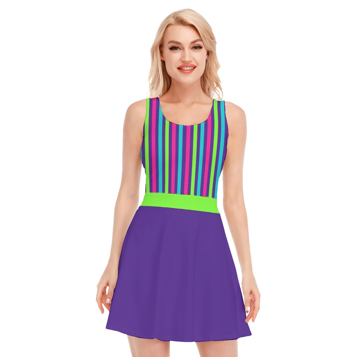 Dizzy Pickle Diana Stripes P Women's Pickleball Open-Back Crisscross Athletic Tank Dress