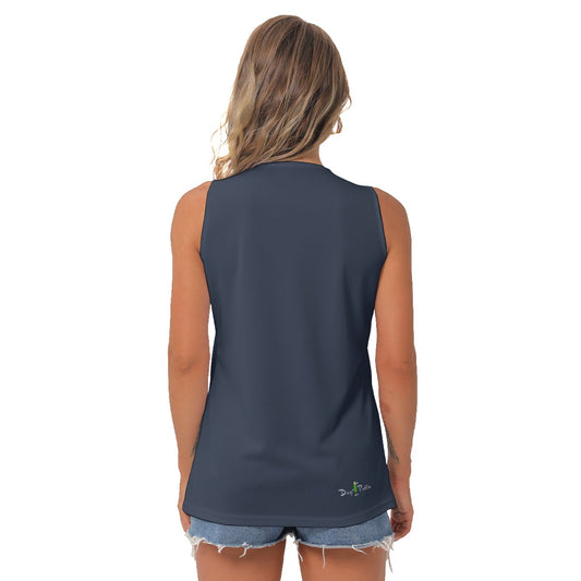 Heidi - BW - Dark Blue - Women's Pickleball Sleeveless V-Neck Top by Dizzy Pickle